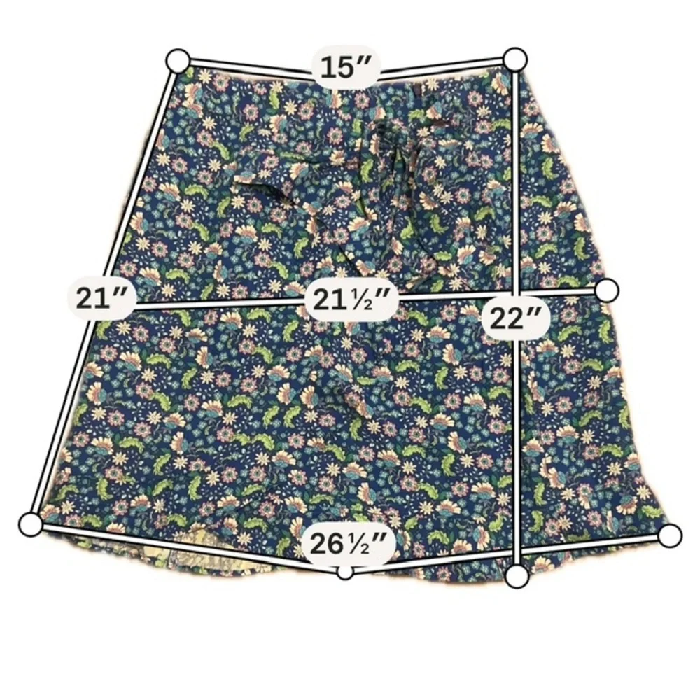 LOFT Linen Blend Blue Floral A-Line Mini Skirt Size 12